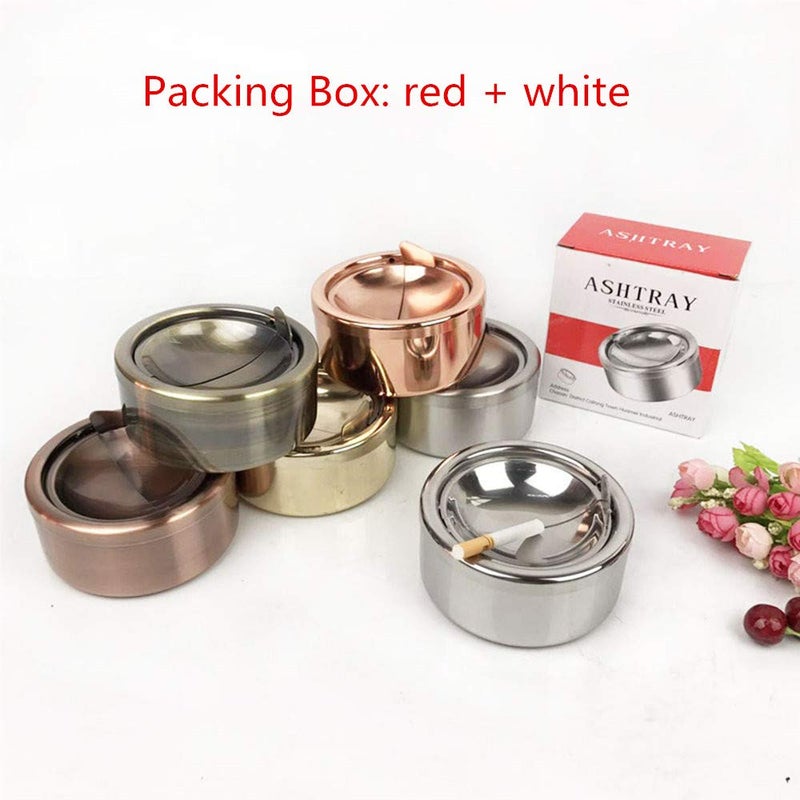 Zaoniy Outdoor Ashtrays with Lid, Ash Trays with Covers Outdoor, Ashtray Odorless, Ash Tray Sets for Cigarettes, Outside Covered Stainless Steel Iron Windproof Tabletop - Image 3